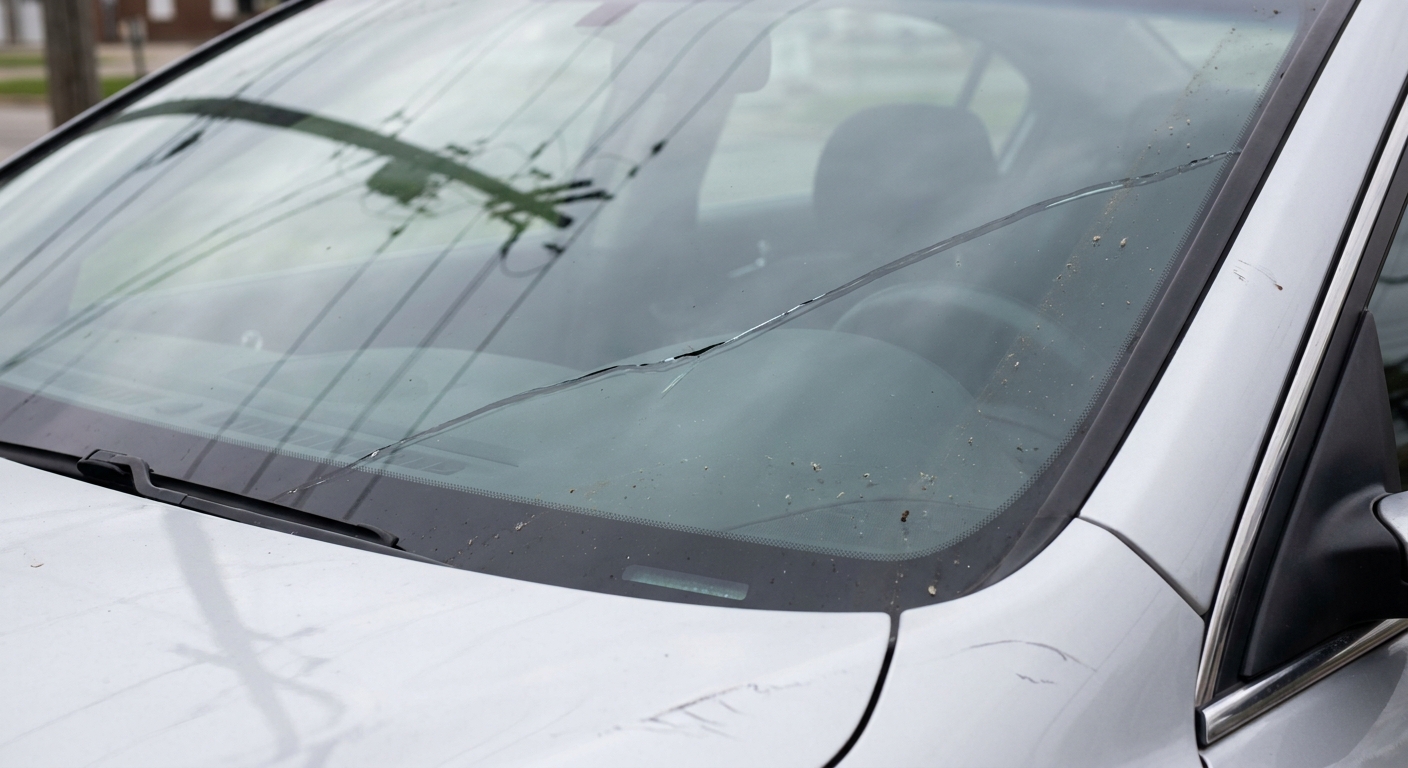 Close-up gebarsten voorruit Audi A4 Avant